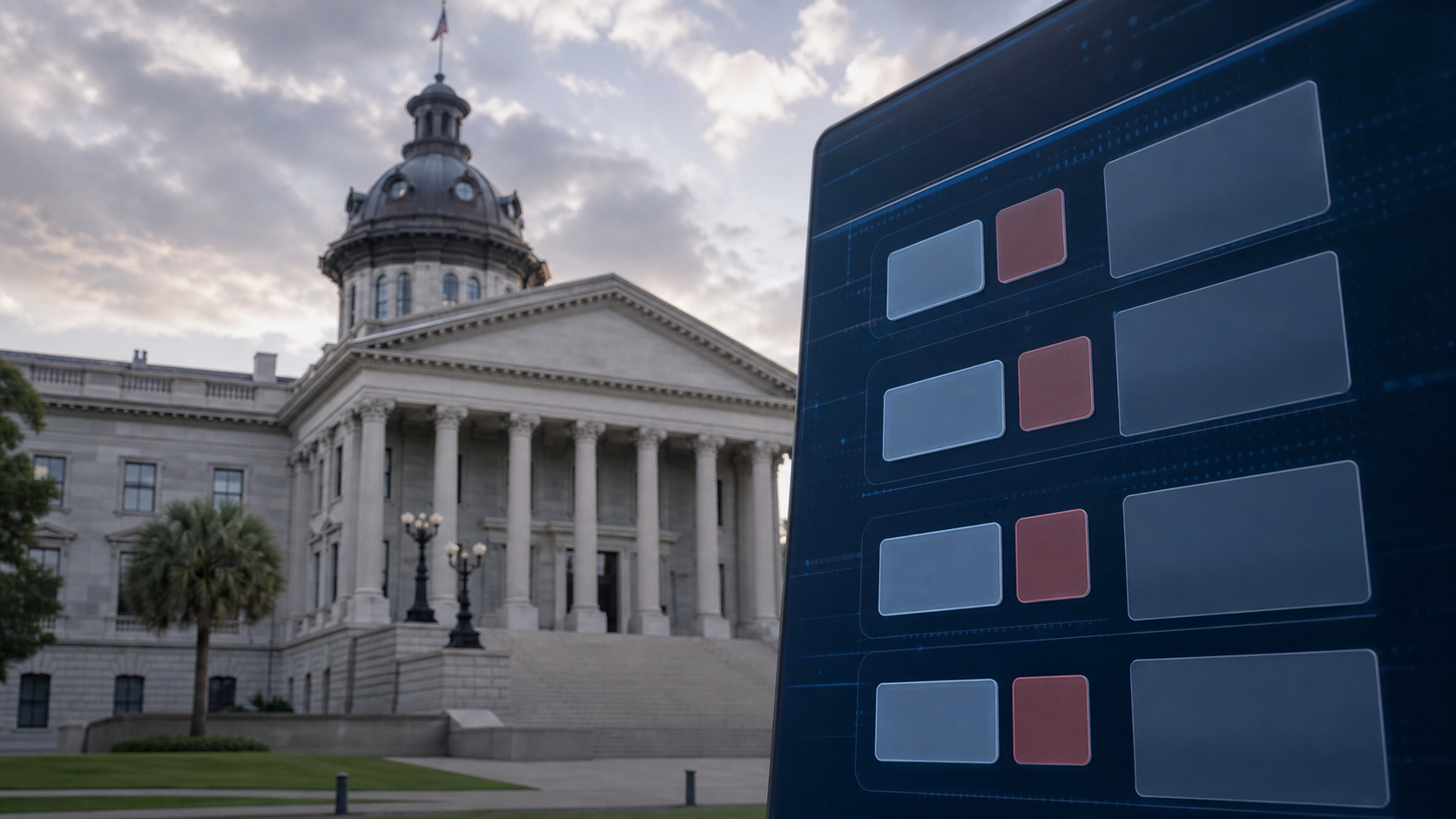 South Carolina prediction market lawsuit editorial illustration