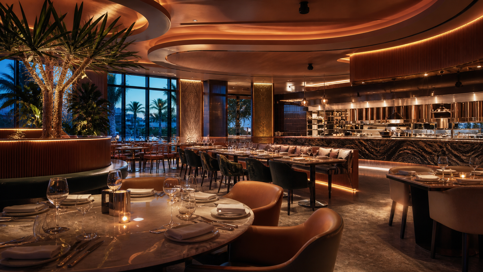 South Florida casino resort restaurant interior under preparation