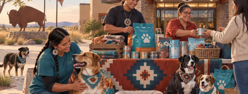 Editorial illustration of a tribal casino donation drive supporting local animals