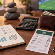 Editorial illustration of gambling financial literacy, budgeting, and responsible-play support