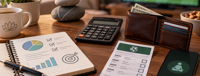 Editorial illustration of gambling financial literacy, budgeting, and responsible-play support