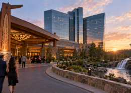 Editorial illustration of a tribal casino resort receiving travel rankings recognition