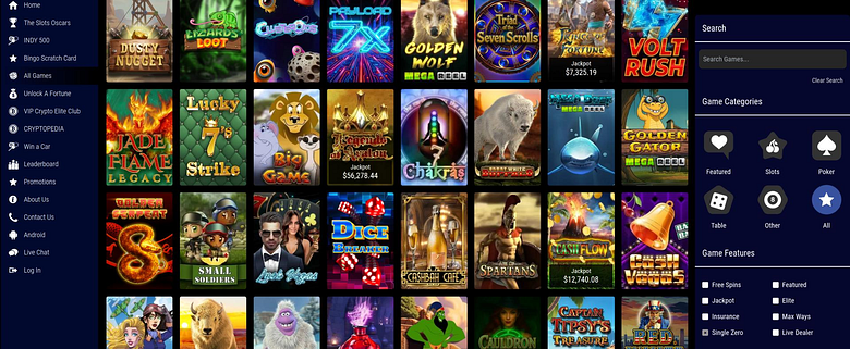 Grand Eagle’s desktop game lobby, shown in Chipy’s review gallery.