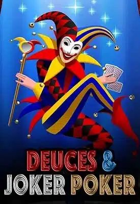 Deuces and joker poker logo with colorful jester