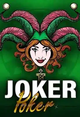 Joker poker logo and cartoon court jester